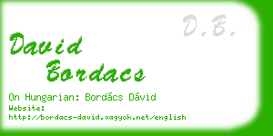 david bordacs business card